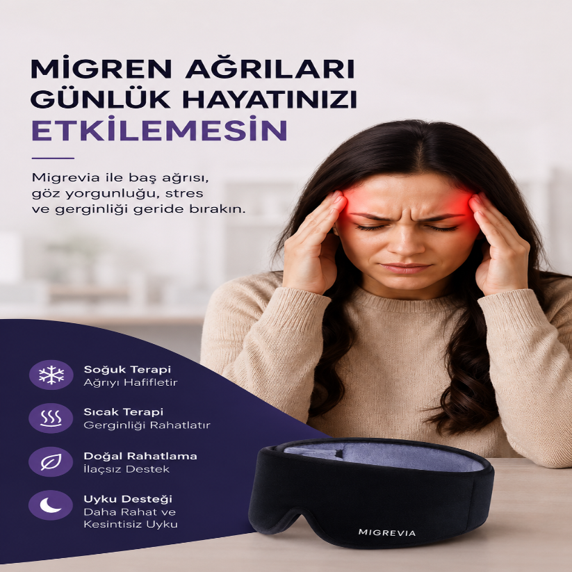MİGREVİA™ Migren & Baş Ağrısı Rahatlatıcı Jel Maske | Sıcak & Soğuk Terapi | Anında Doğal Rahatlama